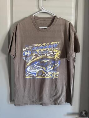 Van Halen Racing Graphic T-shirt Men Size Large Brown Short Sleeve Music